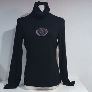 Sno Skins black turtleneck with crystal heart detail M